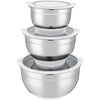 Set di insalatiere - ARTHUR MARTIN - AM486 - 16-20-24 cm - Coperchi ermetici - Acciaio inossidabile - Fondo in silicone antiscivolo