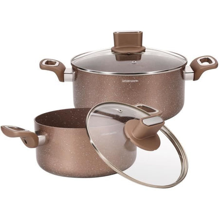 Set di pentole - ARTHUR MARTIN - AM9820 - 20-24 cm con coperchio in vetro - Alluminio - Tutte le fonti di calore compresa l'induzione