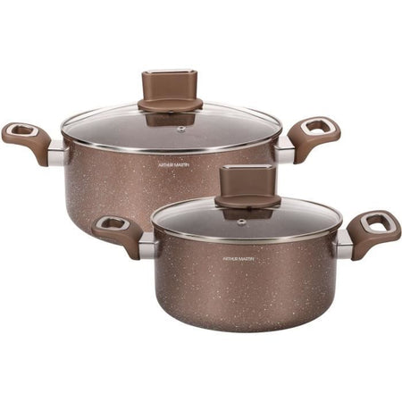 Set di pentole - ARTHUR MARTIN - AM9820 - 20-24 cm con coperchio in vetro - Alluminio - Tutte le fonti di calore compresa l'induzione