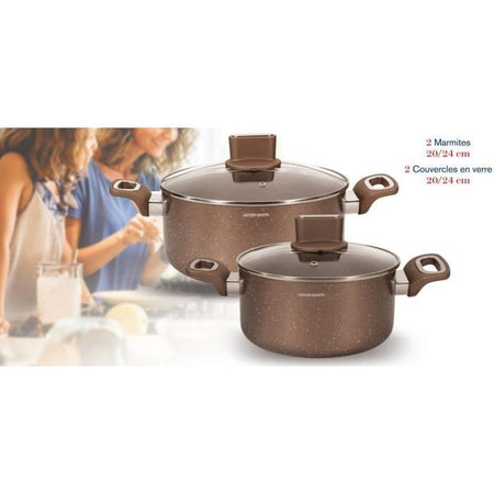 Set di pentole - ARTHUR MARTIN - AM9820 - 20-24 cm con coperchio in vetro - Alluminio - Tutte le fonti di calore compresa l'induzione