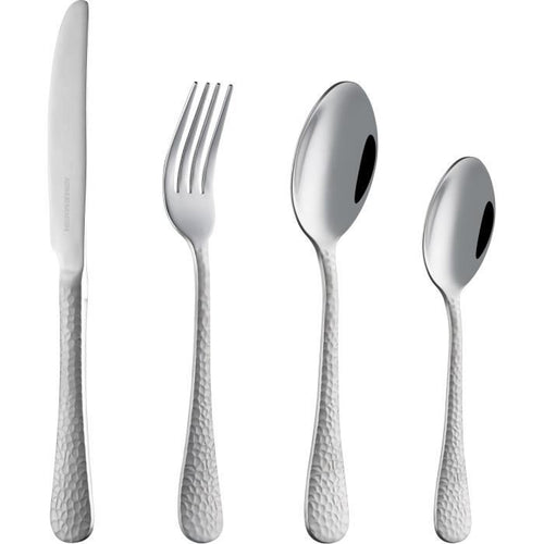Set posate - ARTHUR MARTIN - AM4463 - 24 pezzi - Acciaio inossidabile - Finitura martellata