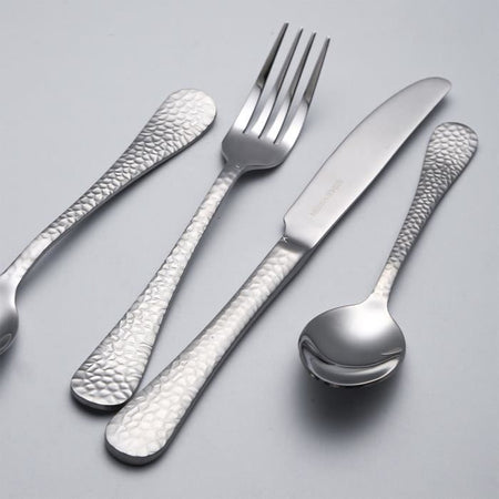 Set posate - ARTHUR MARTIN - AM4463 - 24 pezzi - Acciaio inossidabile - Finitura martellata