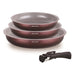 Set di 3 padelle - ARTHUR MARTIN - AM8866 - Tutte le fonti di calore compresa induzione - 20/24/28 cm + 1 manico - Alluminio - Rivestimento in ceramica