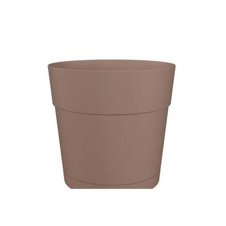 Barattolo di fiori e capri rotondo rotondo - plastica - serbatoio dell'acqua - 35 cm di diametro - taupe - artevasi