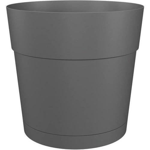 Barattolo di fiori e capri rotondo rotondo - plastica - serbatoio dell'acqua - diametro 40 cm - antracite - artevasi