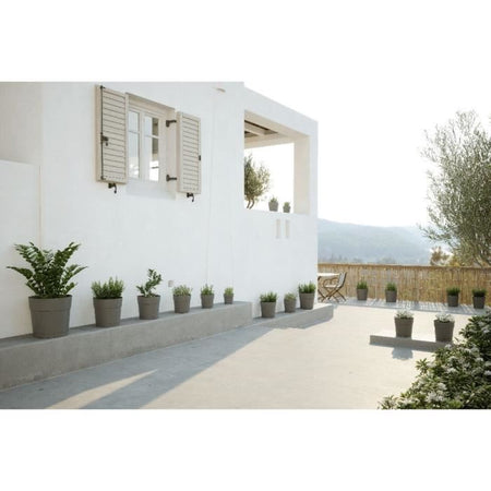 Barattolo di fiori e capri rotondo rotondo - plastica - serbatoio dell'acqua - diametro 30 cm - grigio chiaro - artevasi
