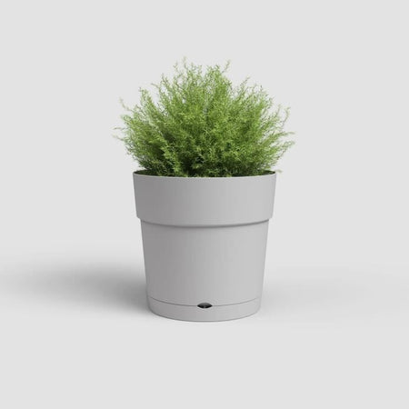 Barattolo di fiori e capri rotondo rotondo - plastica - serbatoio dell'acqua - diametro 30 cm - grigio chiaro - artevasi
