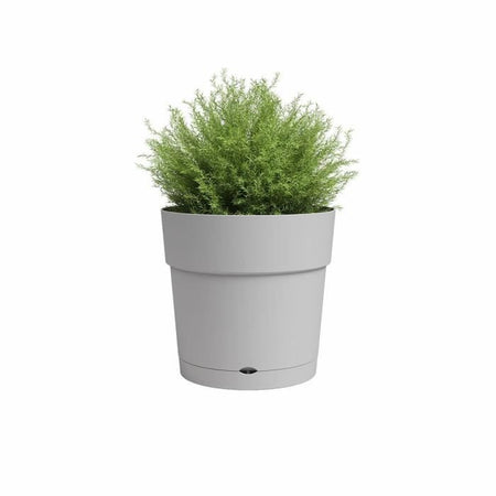 Barattolo di fiori e capri rotondo rotondo - plastica - serbatoio dell'acqua - diametro 30 cm - grigio chiaro - artevasi