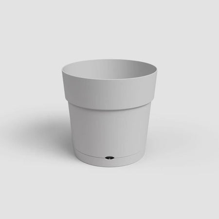 Barattolo di fiori e capri rotondo rotondo - plastica - serbatoio dell'acqua - diametro 30 cm - grigio chiaro - artevasi