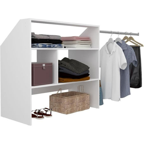 Kit spogliatoio per mansarda ARTIC EKIPA - Decoro melaminico bianco - 1 Armadio - L197 x P50 x H94 cm