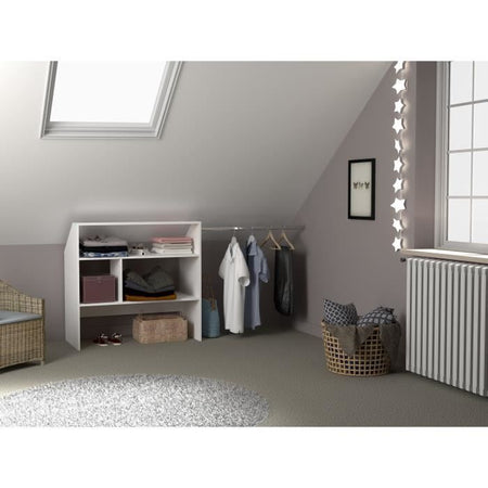 Kit spogliatoio per mansarda ARTIC EKIPA - Decoro melaminico bianco - 1 Armadio - L197 x P50 x H94 cm