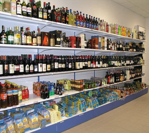 Modulo aggiuntivo per scaffalatura negozio ad angolo di cm. 70x70x250h