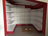 Modulo aggiuntivo scaffale verniciato in metallo ad angolo per arredo negozi di cm. 70x70x300h
