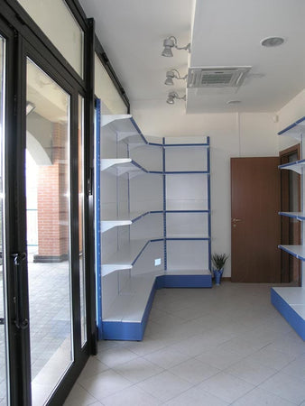 Modulo aggiuntivo per scaffale metallico ad angolo a piani con mensole di cm. 70x70x250h