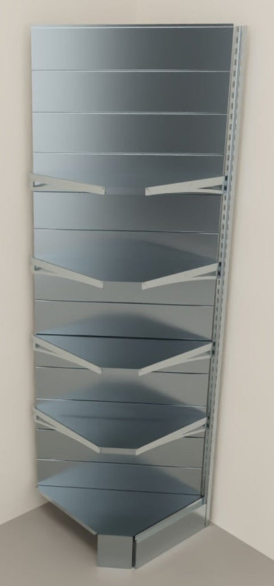 Modulo continuativo scaffale ad angolo zincato da negozio di cm. 70x70x250h