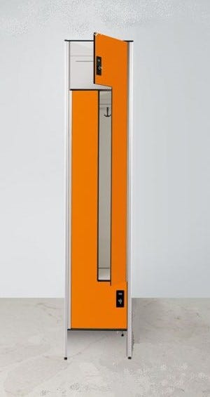 Armadio spogliatoio in laminato stratificato HPL sovrapposto a 2 posti con ante apertura a L cm. 40x50x200h