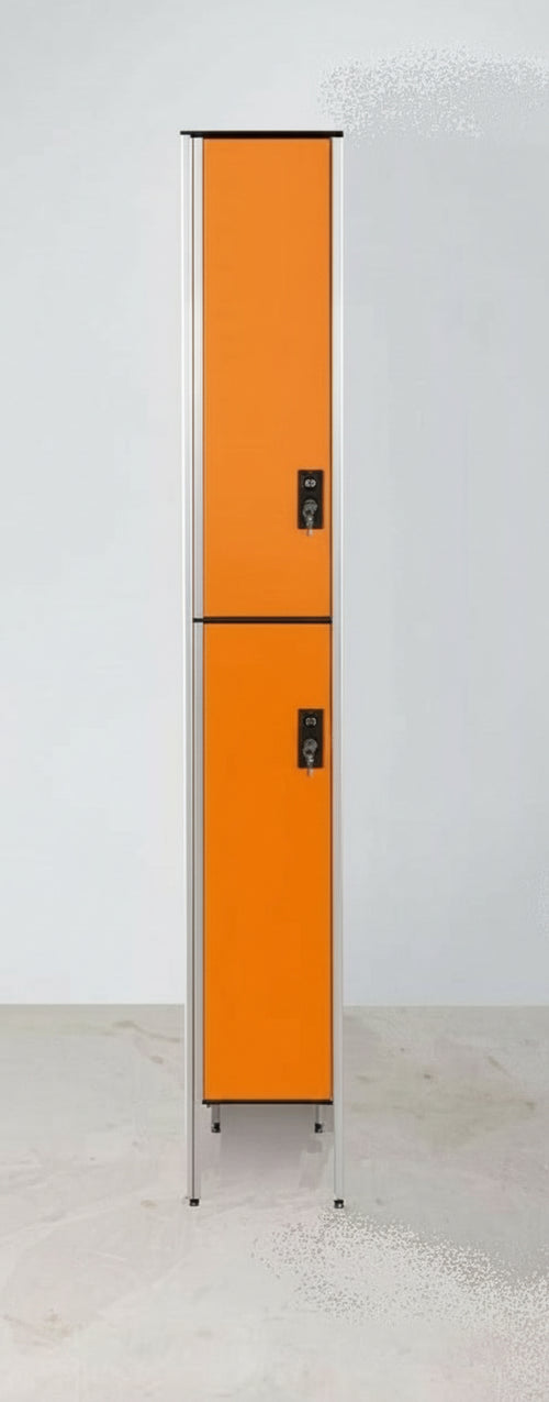 Armadio spogliatoio in laminato stratificato HPL sovrapposto a 2 posti certificato per uso alimentare cm. 40x50x200h