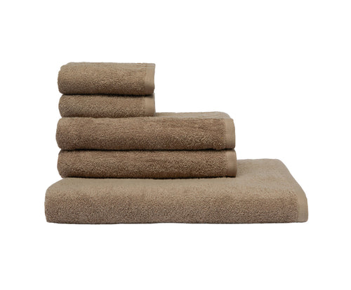 Set Asciugamani 5 Pezzi (2 Asciugamano viso 2 Asciugamano ospite 1 Telo bagno doccia) soffici morbidi assorbenti TORTORA