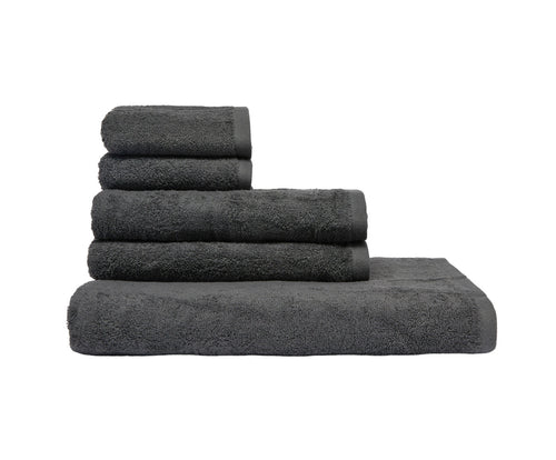 Set Asciugamani 5 Pezzi (2 Asciugamano viso 2 Asciugamano ospite 1 Telo bagno doccia) soffici morbidi assorbenti GRIGIO FUMO