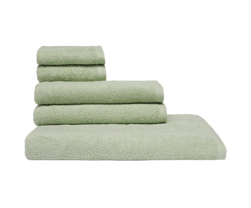 Set Asciugamani 5 Pezzi (2 Asciugamano viso 2 Asciugamano ospite 1 Telo bagno doccia) soffici morbidi assorbenti VERDINO