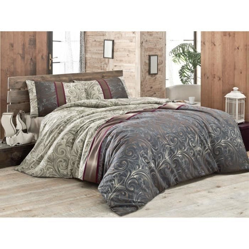 Completo letto - 1 copripiumino 220 x 240 cm + 2 federe 60 x 60 cm - 65% cotone, 35% poliestere - Grigio