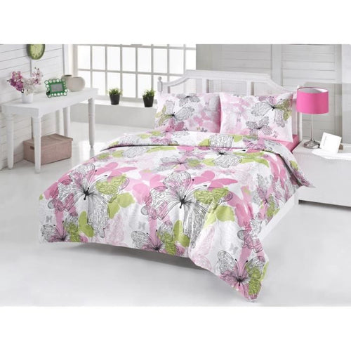 Set letto - 1 copripiumino 220 x 240 cm + 2 federe 60 x 60 cm - 65% cotone, 35% poliestere - Rosa