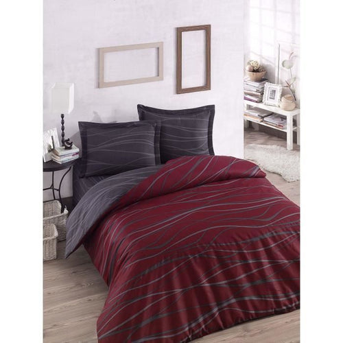 Completo letto - 1 copripiumino 220 x 240 cm + 2 federe 60 x 60 cm - 65% cotone, 35% poliestere - Rosso