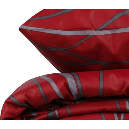 Completo letto - 1 copripiumino 220 x 240 cm + 2 federe 60 x 60 cm - 65% cotone, 35% poliestere - Rosso