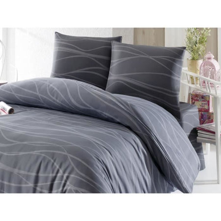 Completo letto - 1 copripiumino 220 x 240 cm + 2 federe 60 x 60 cm - 65% cotone, 35% poliestere - Grigio