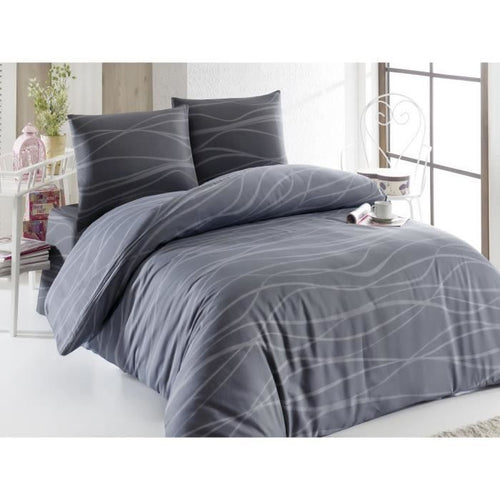 Completo letto - 1 copripiumino 220 x 240 cm + 2 federe 60 x 60 cm - 65% cotone, 35% poliestere - Grigio