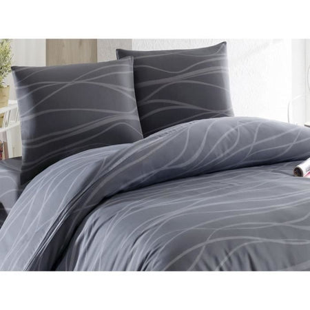 Completo letto - 1 copripiumino 220 x 240 cm + 2 federe 60 x 60 cm - 65% cotone, 35% poliestere - Grigio