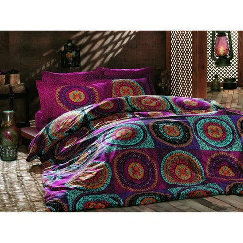 Completo letto - 1 copripiumino 220 x 240 cm + 2 federe 60 x 60 cm - 100% cotone - Fucsia