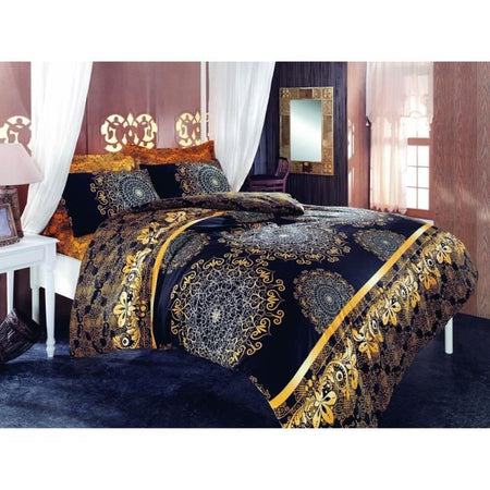 Completo letto - 1 copripiumino 220 x 240 cm + 2 federe 60 x 60 cm - 100% cotone rinforzato - Nero