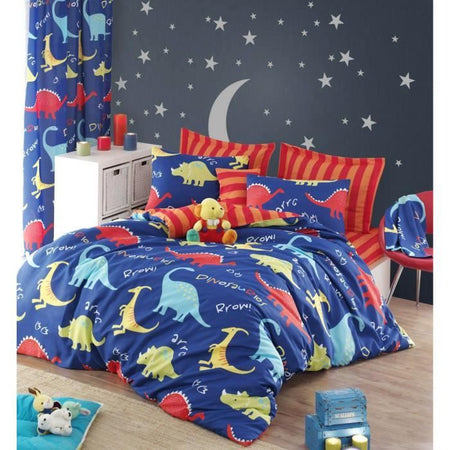 Completo letto - 1 copripiumino 220 x 240 cm + 2 federe 60 x 60 cm - 65% cotone, 35% poliestere - Blu