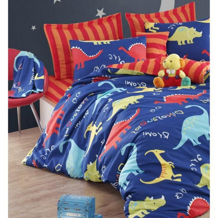 Completo letto - 1 copripiumino 220 x 240 cm + 2 federe 60 x 60 cm - 65% cotone, 35% poliestere - Blu