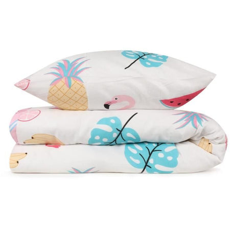 Completo letto - 1 copripiumino 220 x 240 cm + 2 federe 60 x 60 cm - 65% cotone, 35% poliestere - Bianco