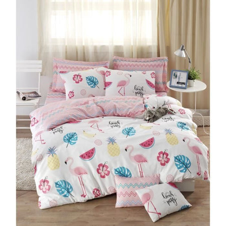 Completo letto - 1 copripiumino 220 x 240 cm + 2 federe 60 x 60 cm - 65% cotone, 35% poliestere - Bianco