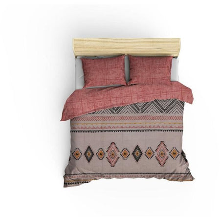 Completo letto - 1 copripiumino 220 x 240 cm + 2 federe 60 x 60 cm - 100% cotone - Rosso
