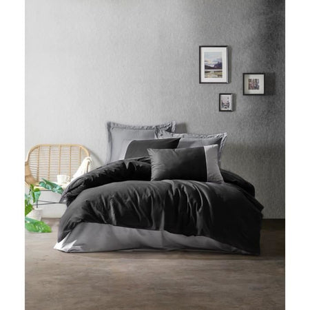 Set letto - 1 copripiumino 220 x 240 cm + 2 federe 60 x 60 cm - 100% cotone - Nero
