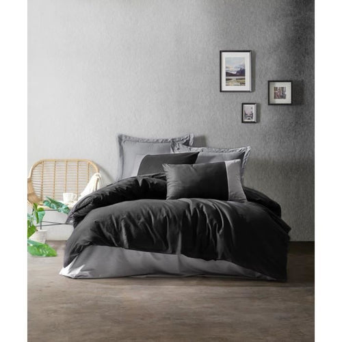 Set letto - 1 copripiumino 220 x 240 cm + 2 federe 60 x 60 cm - 100% cotone - Nero