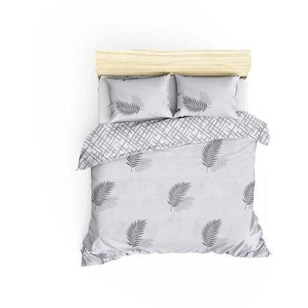 Completo letto - 1 copripiumino 220 x 240 cm + 2 federe 60 x 60 cm - 65% cotone, 35% poliestere - Grigio