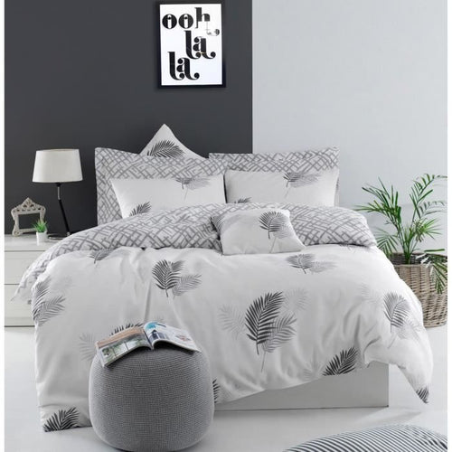 Completo letto - 1 copripiumino 220 x 240 cm + 2 federe 60 x 60 cm - 65% cotone, 35% poliestere - Grigio