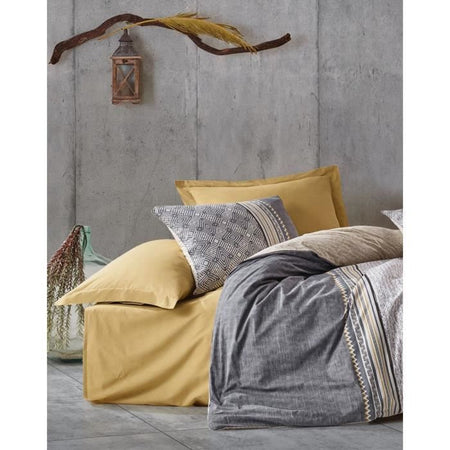 Completo letto - 1 copripiumino 220 x 240 cm + 2 federe 60 x 60 cm - 100% cotone - Grigio