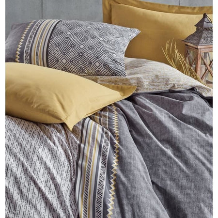 Completo letto - 1 copripiumino 220 x 240 cm + 2 federe 60 x 60 cm - 100% cotone - Grigio