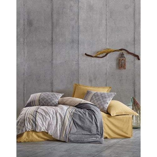 Completo letto - 1 copripiumino 220 x 240 cm + 2 federe 60 x 60 cm - 100% cotone - Grigio
