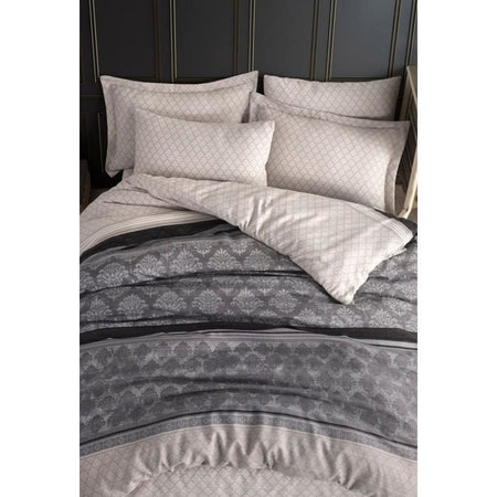 Completo letto - 1 copripiumino 220 x 240 cm + 2 federe 60 x 60 cm - 65% cotone, 35% poliestere - Grigio