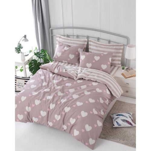 Set letto - 1 copripiumino 220 x 240 cm + 2 federe 60 x 60 cm - 65% cotone, 35% poliestere - Rosa