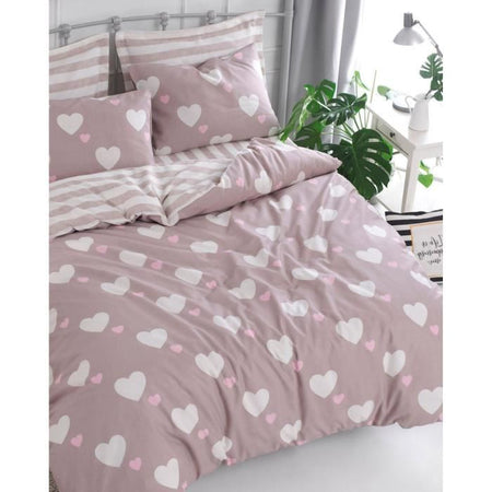 Set letto - 1 copripiumino 220 x 240 cm + 2 federe 60 x 60 cm - 65% cotone, 35% poliestere - Rosa