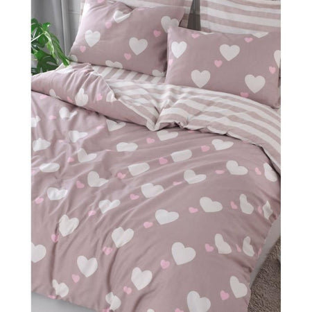 Set letto - 1 copripiumino 220 x 240 cm + 2 federe 60 x 60 cm - 65% cotone, 35% poliestere - Rosa