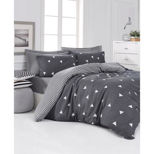 Completo letto - 1 copripiumino 220 x 240 cm + 2 federe 60 x 60 cm - 65% cotone, 35% poliestere - Grigio